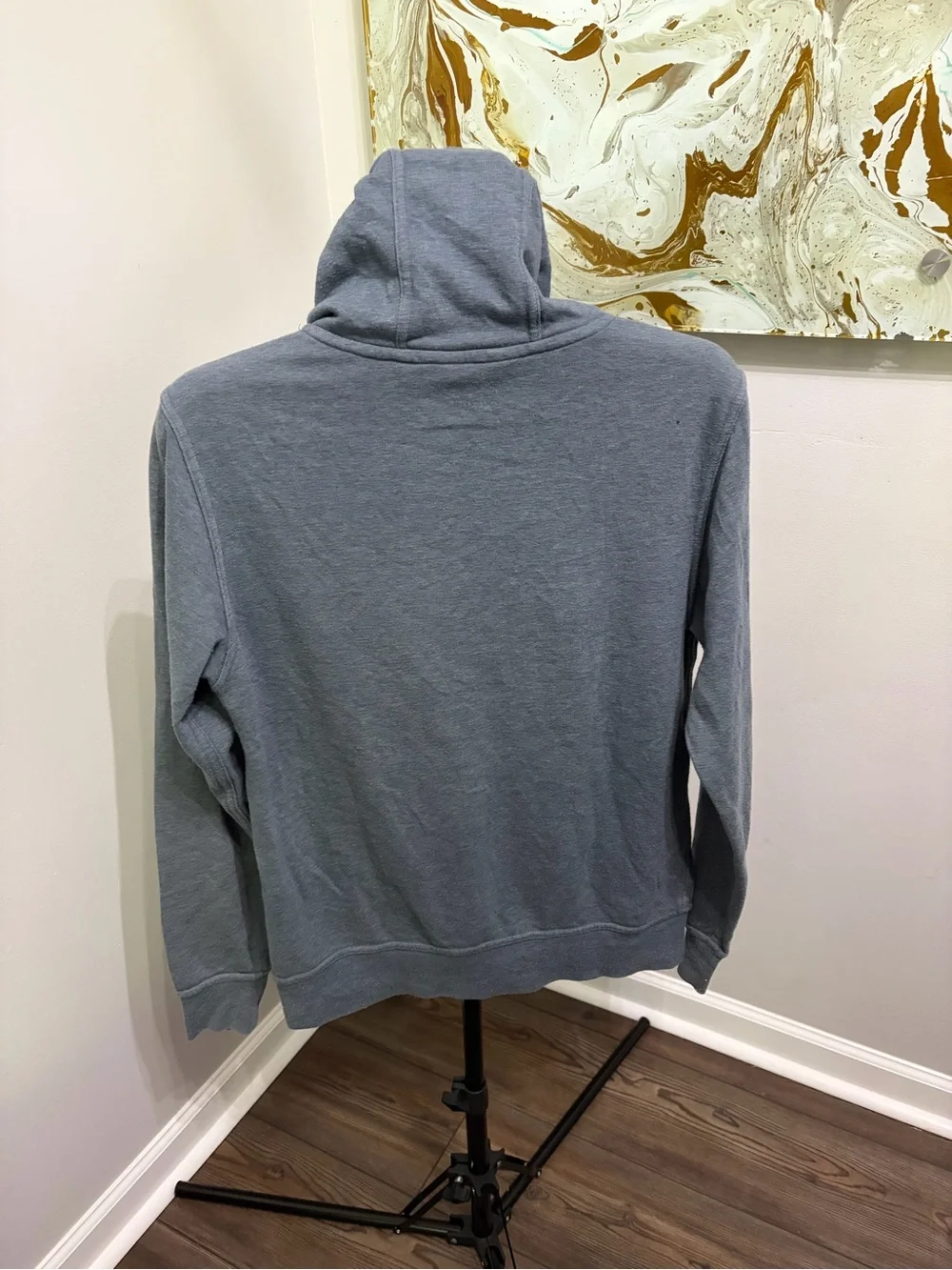 The North Face Men’s Gray Pullover Hoodie with Red Drawstrings